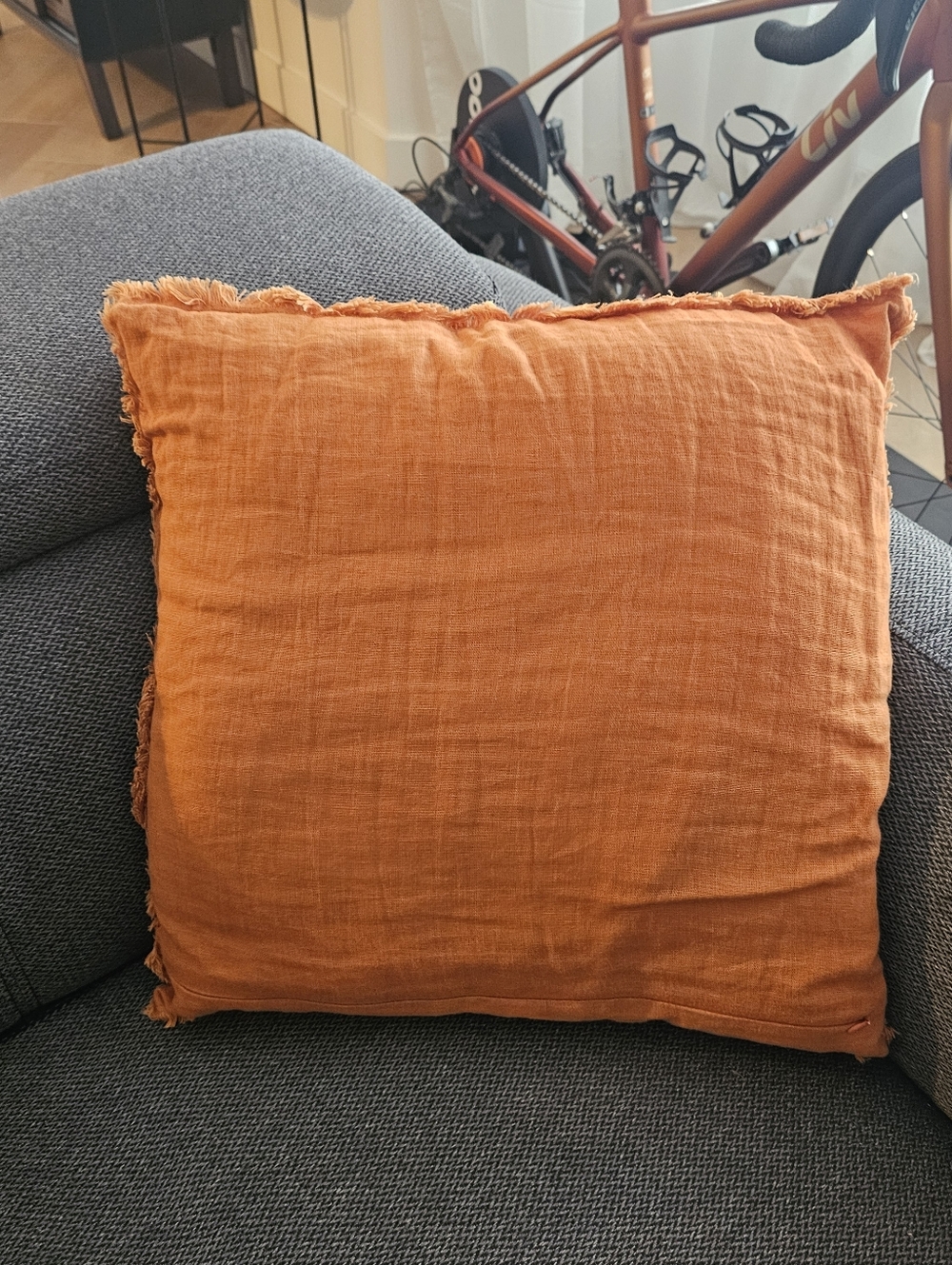 Rust Orange Decorative Linen Throw Pillow - Home Accents